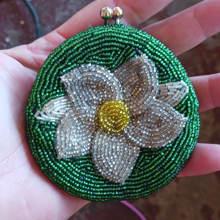 Vintage Seed Bead Change Purse Made In Korea