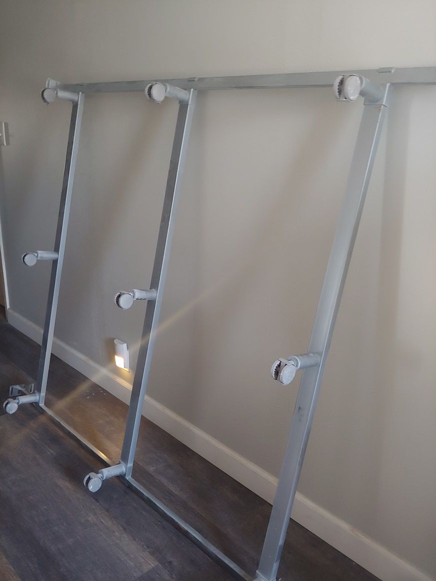 Bed frame with locking wheels metal Queen