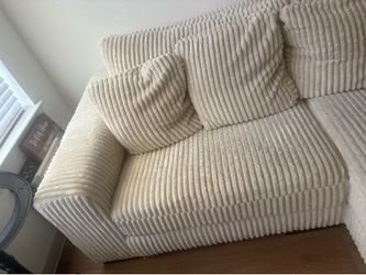Viral cream corduroy couch