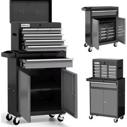 Tool Chest 7-Drawer | 40'' H Rolling Tool Chest with Wheels | Detachable Top Metal Tool Box | Black