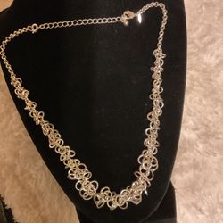 Beautiful Silver Multi Linked Necklace,by Avon