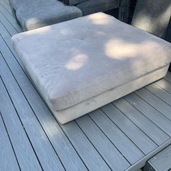 Large Microfiber Grey Ottoman