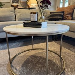 Pottery Barn Delaney Round Marble Coffee Table