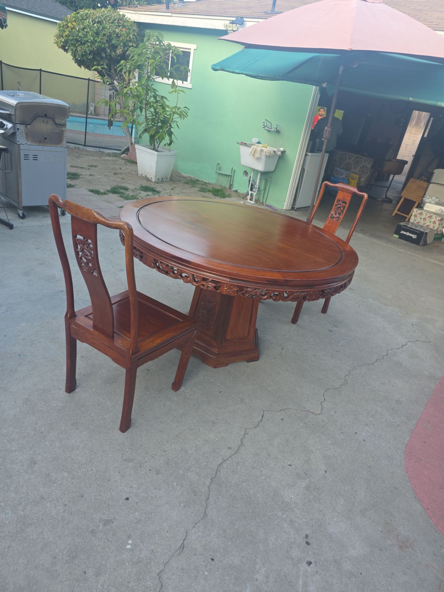 Vintage Asian Rosewood Dining Table & Chairs