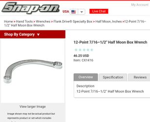 12-Point 7/16–1/2" Half Moon Box Wrench