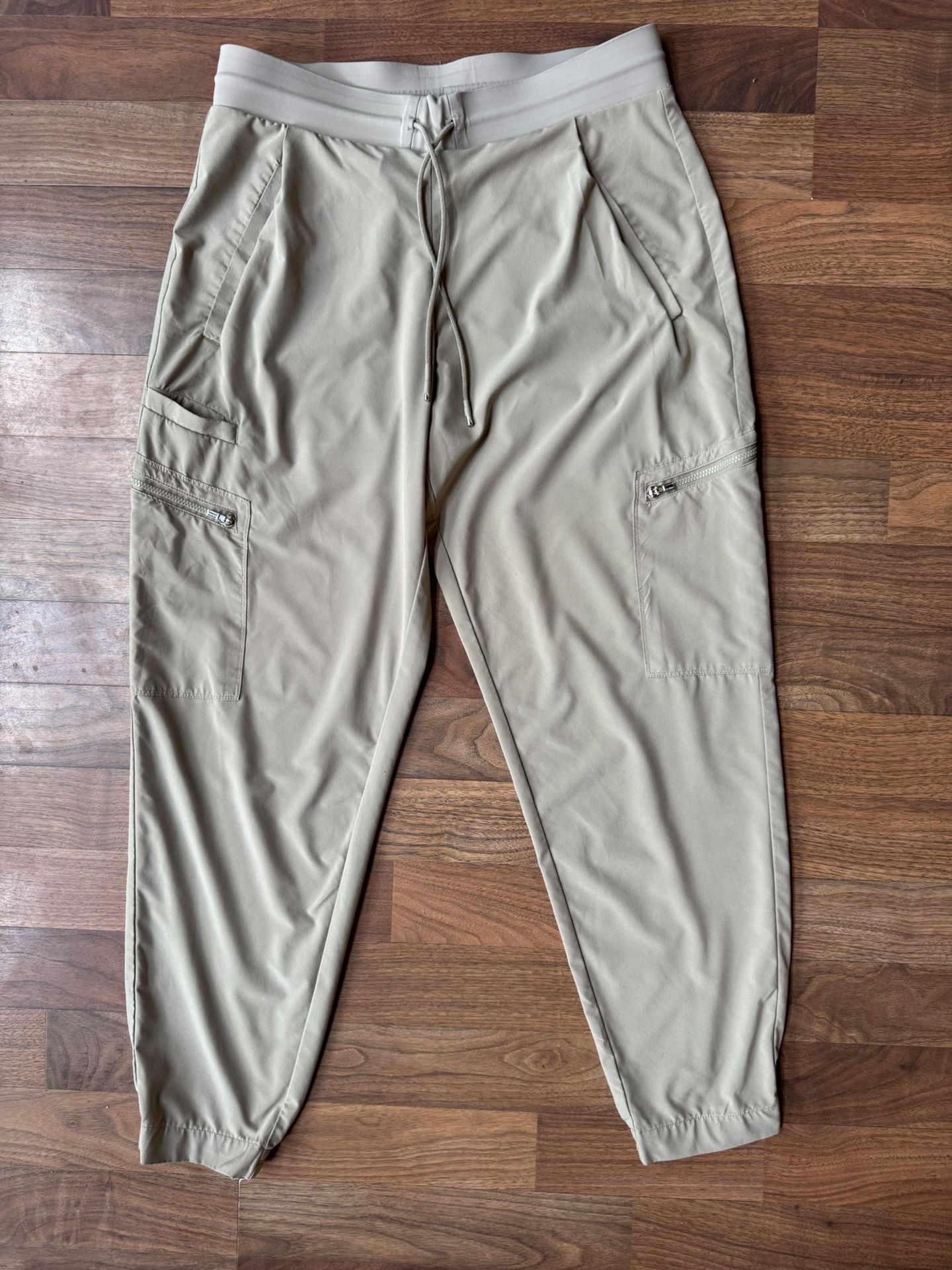 Athleta Womens Travel Venture High Rise Tapered Jogger Pant Athleisure Beige 8