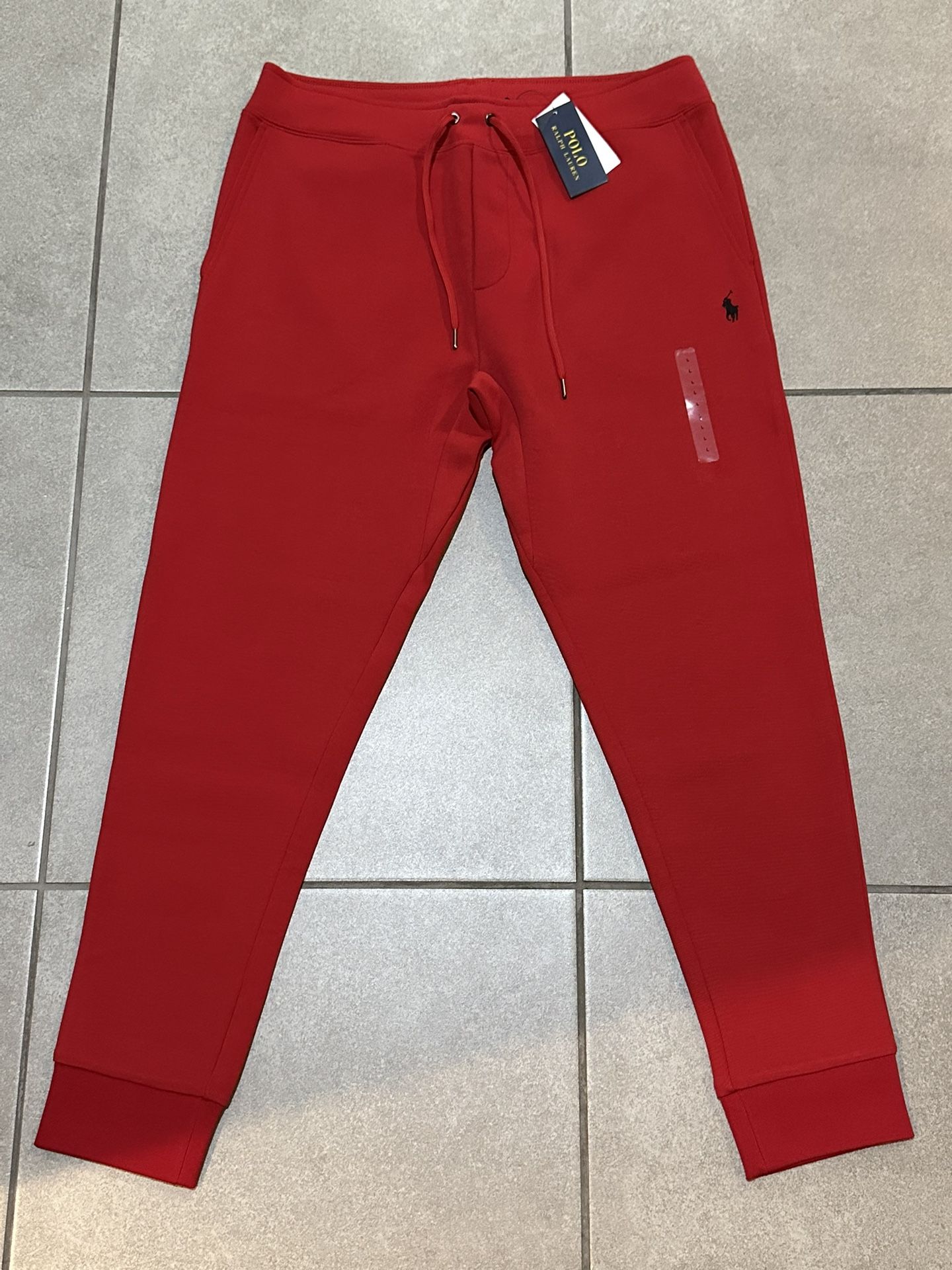 Brand New With Tags Men's Ralph Lauren Polo Double-Knit Red Black Jogger Pants Men’s Size Large L