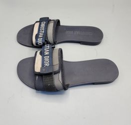 Dior Dio(r)evolution Shiny Technical Fabric Slides Blue Womens Size 41 EU