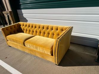 Gold Velvet Tufted Chesterfield Sofa