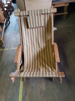 Folding Fabric And Oak Chair