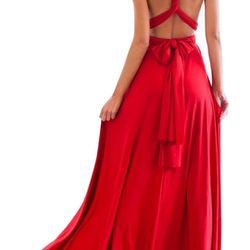 Women Red Convertible Maxi Dress Multi Way Wrap / Vestido Rojo Multiples Usos 🔥 Size L & XL