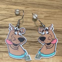 Handmade Scooby Doo Cartoon Character Acrylic Hook Earrings 