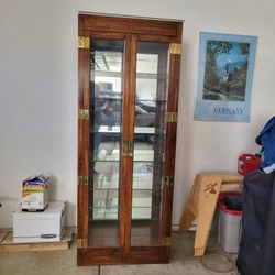 Tall Glass/wood Curio Cabinet 