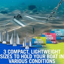 2 Pack Boat Anchor with Slip Ring, Fluke Design for Pontoon, Jon Boat, or Small Boats, Galvanized Steel Marine Grade, Suitable in Sea and Lake, 5 lb A