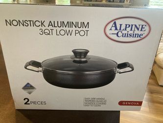 NEW Alpine Cuisine 3 Quart Non-stick Caldero Stock Pot with Tempered Glass Lid