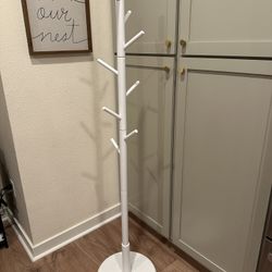 Coat Rack - Solid Wood, White 