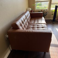 Golden Brown Leather Sofa