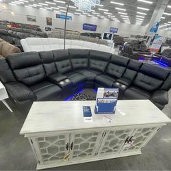 New In Boxes Black Recliner Sectional With LED Lights 