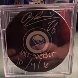 Rasmus Dahlia Signed Buffalo Sabres Hockey Puck NHL Debut 10/4/18 