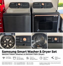 Samsung Smart Washer & Dryer Set – 5.5 cu ft / 7.4 cu ft – WiFi