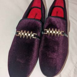 Purple Loafers With Rivet Buckle Strap Detail 10.5 Men