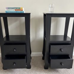Set of 2 Modern Black Nightstands / Tall Side Tables