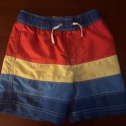 Hanna Andersson Boy 4 (100) Multicolor Stripe Lined Swim Bottoms w/ Ties