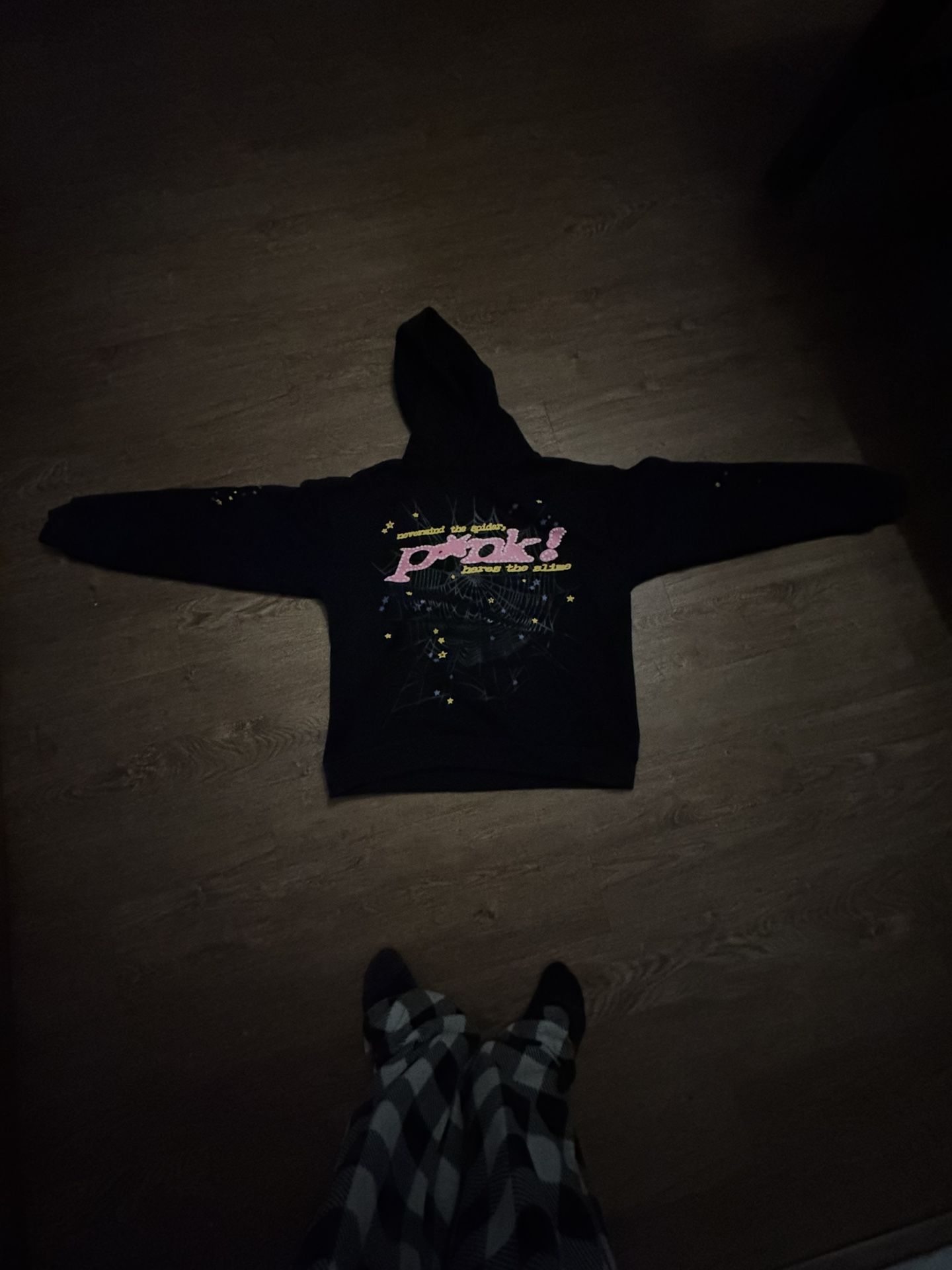 sp5der black&pink hoodie