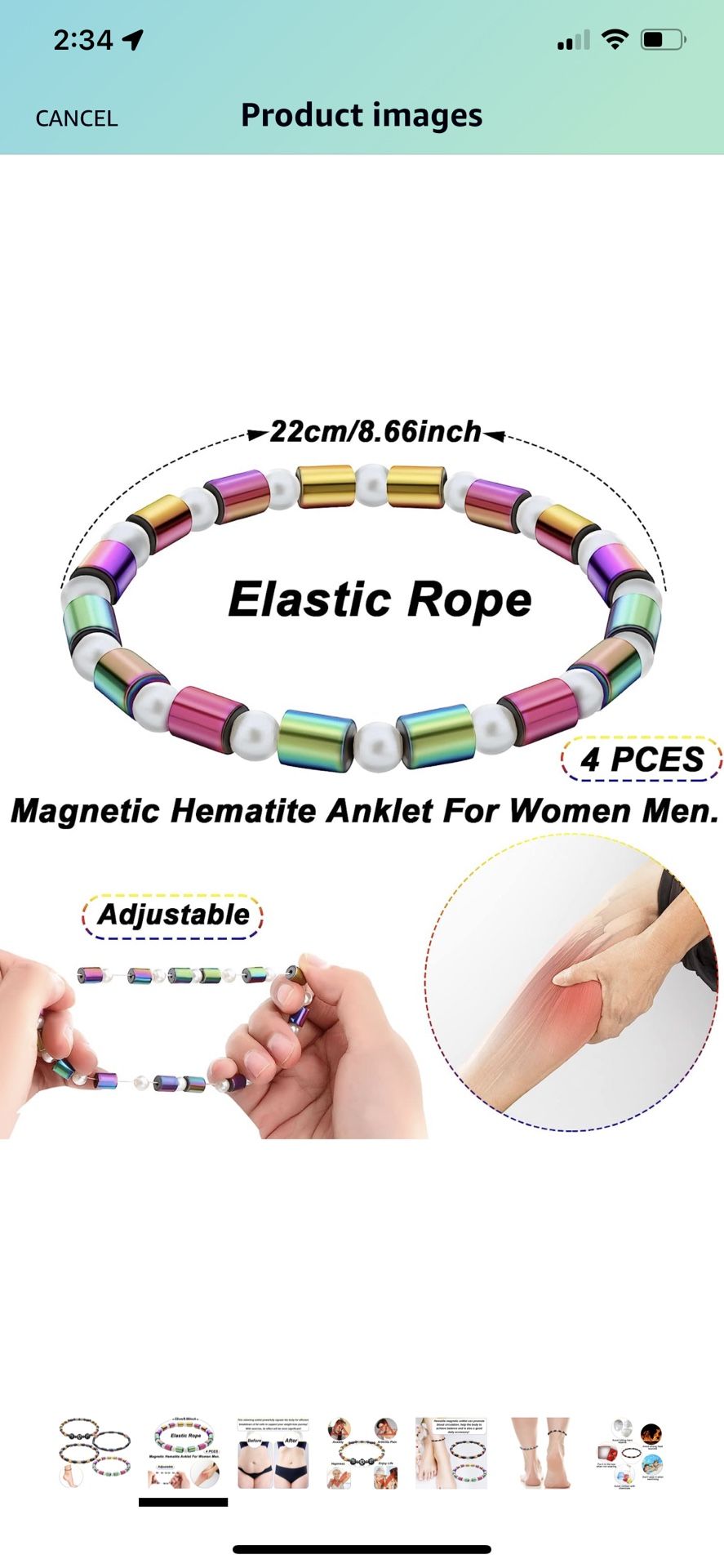 2 Pieces Magnetic Hematite Anklets Bracelet