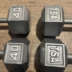 Pair Of Cast Iron Hex Dumbbells Reconditioned Like NEW  40s  & 45s  (170 lbs)