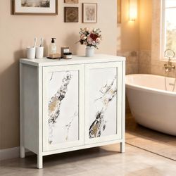 34.2" Luxury Storage Cabinet with Unique Marble-Vein Pattern - One-of-a-Kind Natural Signature