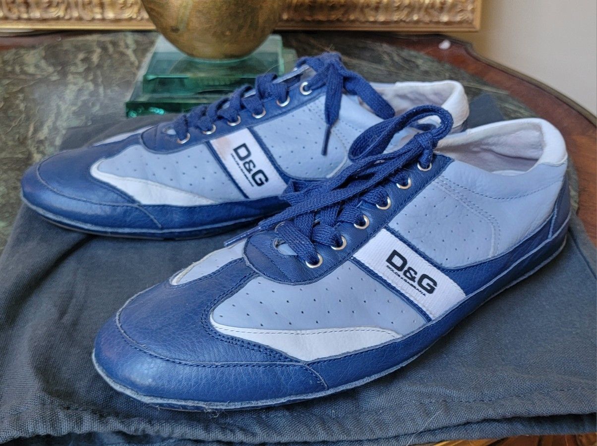 Leather D And G Blue Authentic Men's DOLCE GABBANA Blue Leather