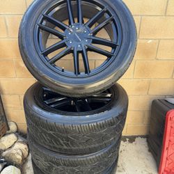 22 Inch Raceline Wheels 6 Lugs Universal Nitto Tires 95% Tread 