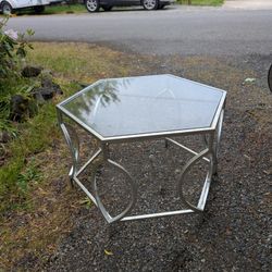 Metal And Glass Coffee Table Hexagon Shape