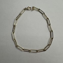 14K Gold Hollow Forzata Paperclip Bracelet 