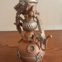 Antique double Dragon Vase 7" Tall 