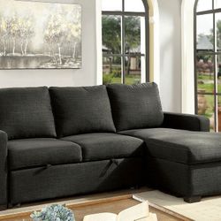 Brand New Dark Gray Sectional Sleeper Sofa L-shaped Design 