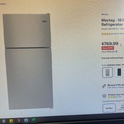 Stainless Steel Refrigerator Maytag Silver