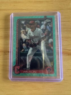 2025 Topps Chrome Will Wilson USC187 Rookie Card Aqua Wave Refractor #134/199 Cleveland Guardians