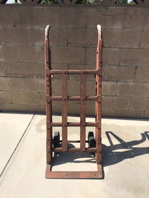Vintage Farmer ANTIQUE INDUSTRIAL HAND TRUCK CART Dolly Metal Wood for
