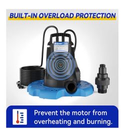 New Acquaer 1/4 HP Automatic Pool Cover Pump 2250 GPH