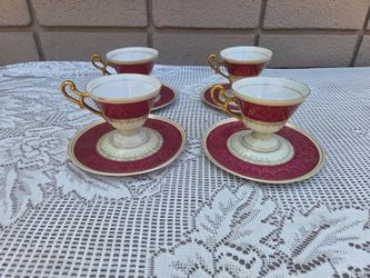 4 antique tea cups and saucers