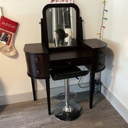 makeup vanity and chair 