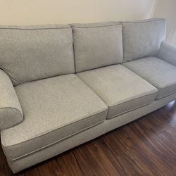 Like New Light Grey Fabric Sofa - Smoke Free / No Spills