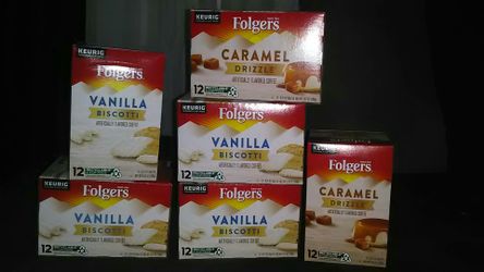 Folgers Coffee K-Cups! Vanilla Biscotti or Carmel Drizzle