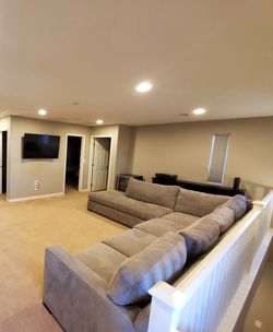 Set of dining table and sectional couch