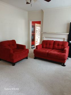 Sofa and Sofa Chair...EXCELLENT CONDITION! Two-piece black bookshelves.