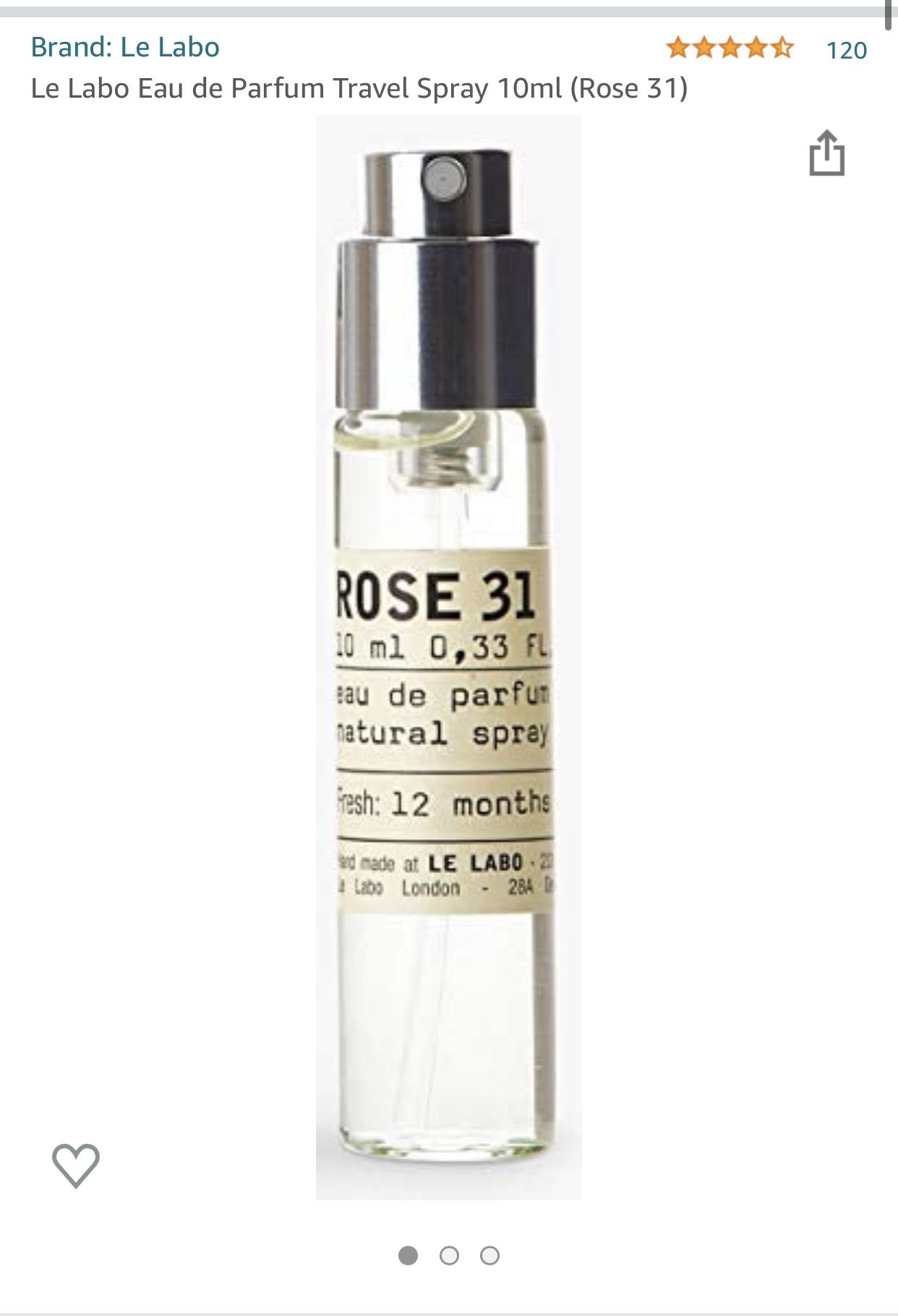Le Labo Eau de Parfum Travel Spray 10ml (Rose 31)