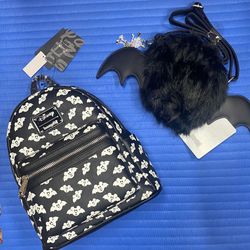 Loungefly Disney Halloween Mickey Mouse Bats Mini Backpack and Free Disney Store Plush Bat Vampirina Crossbody - Both NWTs 