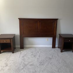 Queen/Full Headboard And Two Nightstands